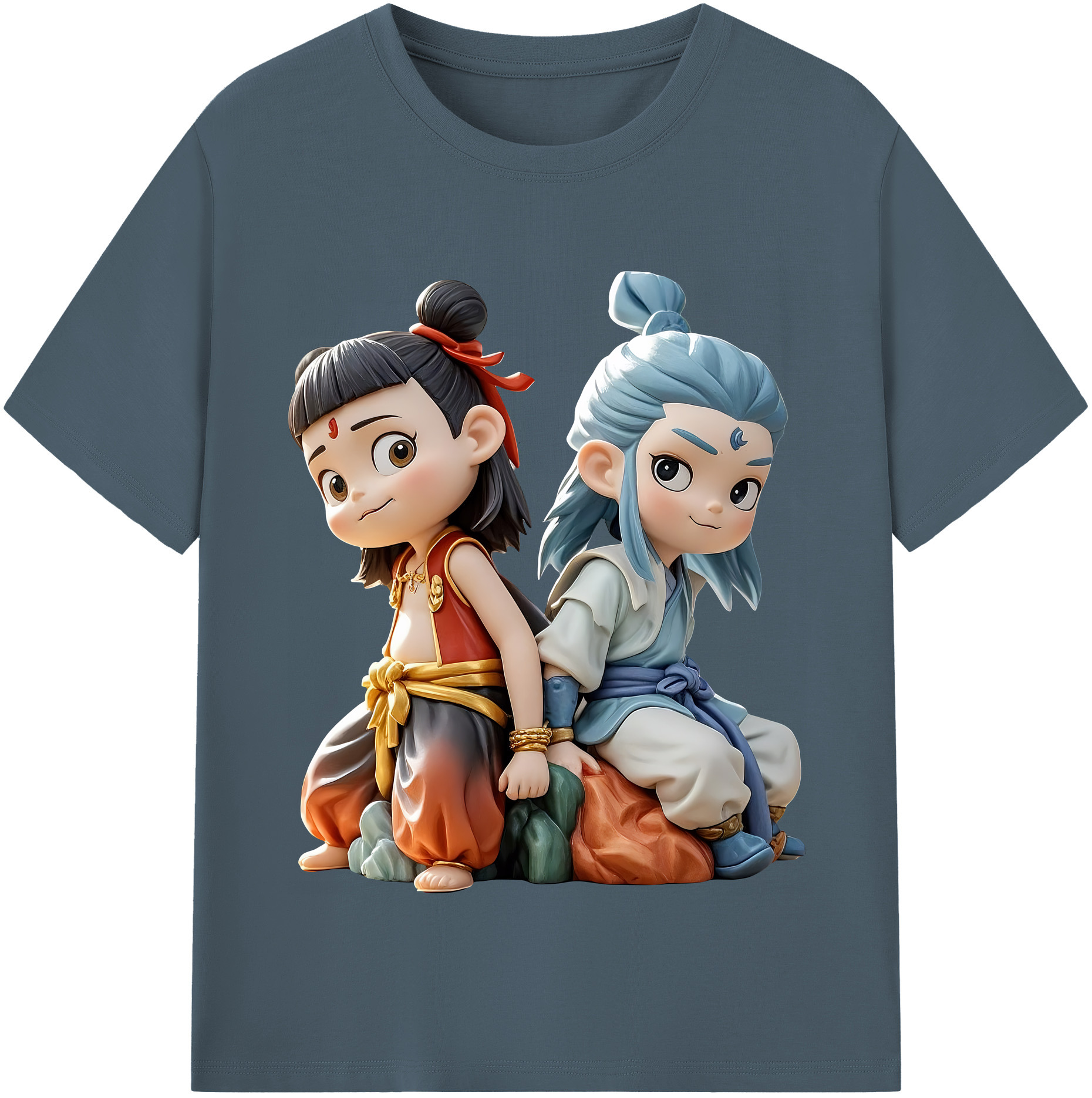 （画像用） Ne Zha 2 ナタ 魔童の大暴れ 綿100％半袖Tシャツ（フロントプリント）